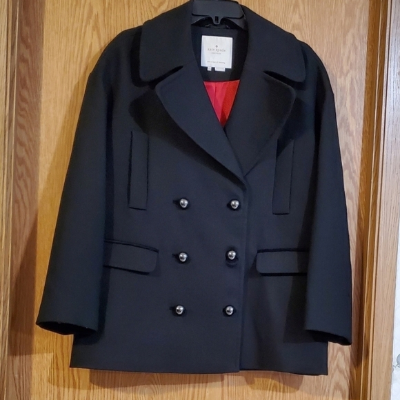 Kate Spde Broome Street Double Breasted Pea Coat Black Size XS - Picture 3 of 10